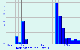 Graphique des précipitations prvues pour Willsttt