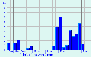 Graphique des précipitations prvues pour Brachtenbach