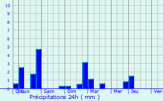 Graphique des précipitations prvues pour Vichy
