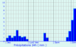 Graphique des précipitations prvues pour Martinet