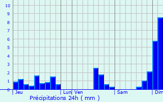 Graphique des précipitations prvues pour Palluau
