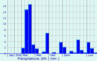 Graphique des précipitations prvues pour rkny