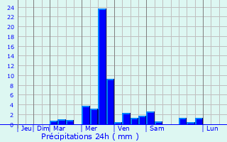 Graphique des précipitations prvues pour Salto del Guair