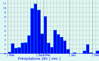 Graphique des précipitations prvues pour Saint-Martin-d