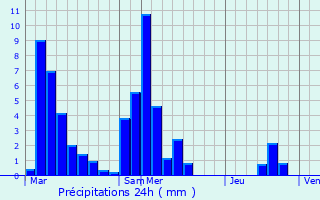 Graphique des précipitations prvues pour Journans