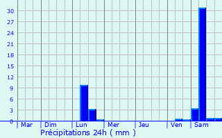 Graphique des précipitations prvues pour Douzens