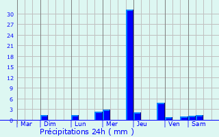 Graphique des précipitations prvues pour Marandahalli