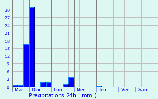 Graphique des précipitations prvues pour Antonaves