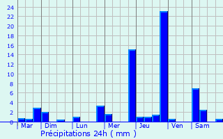 Graphique des précipitations prvues pour Gembu