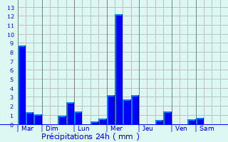 Graphique des précipitations prvues pour Saint-Salvy