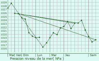 Graphe de la pression atmosphrique prvue pour Gualeguay
