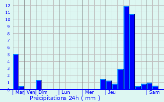 Graphique des précipitations prvues pour San Juan Chamelco