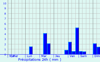 Graphique des précipitations prvues pour Berhida