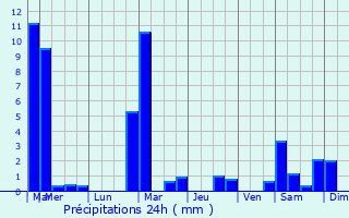 Graphique des précipitations prvues pour Surr