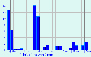 Graphique des précipitations prvues pour Berbourg