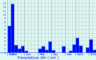Graphique des précipitations prvues pour Boom