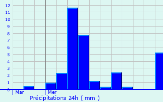 Graphique des précipitations prvues pour La Fouillouse