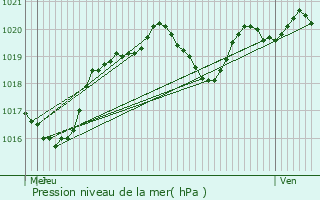 Graphe de la pression atmosphrique prvue pour Valence