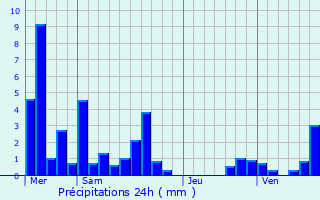 Graphique des précipitations prvues pour Brussieu