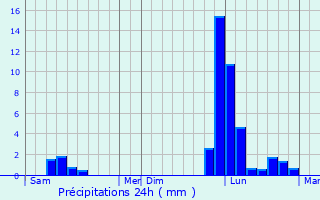 Graphique des précipitations prvues pour Pineuilh