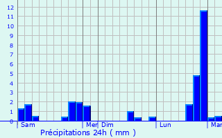 Graphique des précipitations prvues pour Platen