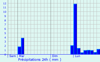 Graphique des précipitations prvues pour Arcachon
