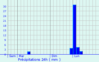 Graphique des précipitations prvues pour Lados