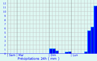 Graphique des précipitations prvues pour Chaussenans