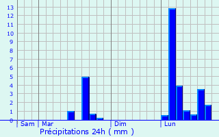 Graphique des précipitations prvues pour Saint-Martin-de-Villeral