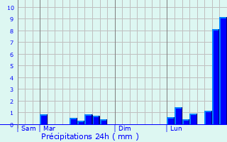 Graphique des précipitations prvues pour Erckartswiller