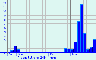 Graphique des précipitations prvues pour Savigny-en-Revermont