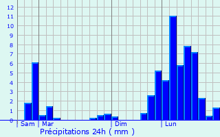 Graphique des précipitations prvues pour Sallanches