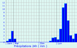 Graphique des précipitations prvues pour Chteau-Chalon
