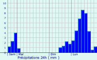 Graphique des précipitations prvues pour Fraroz