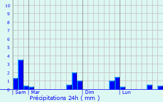 Graphique des précipitations prvues pour Brioude