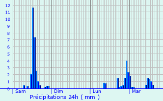 Graphique des précipitations prvues pour Ibarrolle