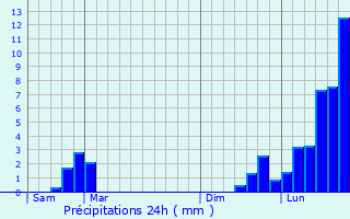 Graphique des précipitations prvues pour Vuillecin