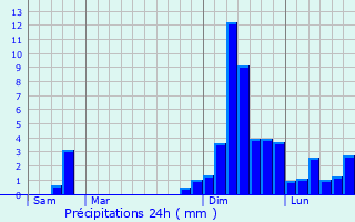 Graphique des précipitations prvues pour Rochefort