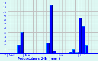 Graphique des précipitations prvues pour Meudon