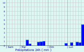 Graphique des précipitations prvues pour Reims