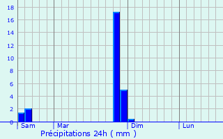 Graphique des précipitations prvues pour Muret