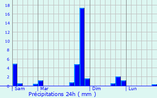 Graphique des précipitations prvues pour Saint-Martory