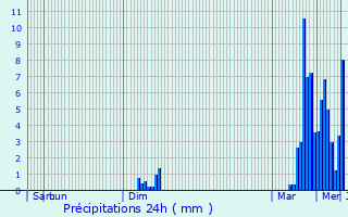 Graphique des précipitations prvues pour Neufchteau