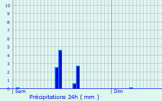 Graphique des précipitations prvues pour Pratz