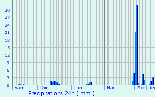 Graphique des précipitations prvues pour Bertem