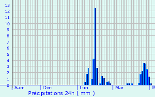 Graphique des précipitations prvues pour Chtellerault