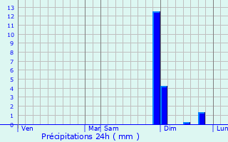 Graphique des précipitations prvues pour Aizelles