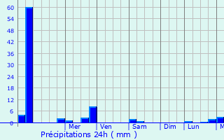 Graphique des précipitations prvues pour Kibi