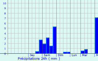 Graphique des précipitations prvues pour Saint-Sylvestre