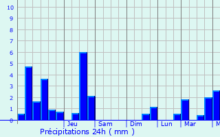 Graphique des précipitations prvues pour Brugelette